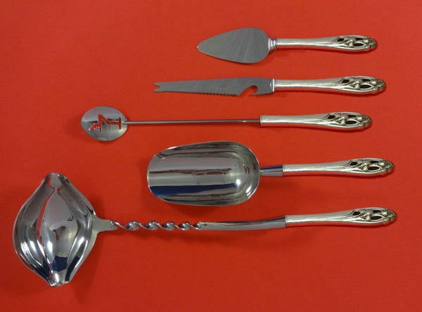 Silver Iris by International Sterling Silver Cocktail Party Bar Set 5pc Custom