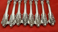 Grande Baroque Wallace Sterling Silver Steak Knife Set 8 Custom 9 1/4" Serrated