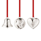 2023 Georg Jensen Christmas Holiday Ornament Silver Bell Ball Heart Set Vtg NOS