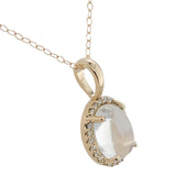 14k Yellow Gold 1.84 Carat Blue Flash Genuine Moonstone Diamond Pendant (#J7334)
