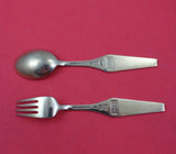 Peter Hertz Danish Sterling Silver Christmas Spoon Fork Set 2pc Enameled 1969