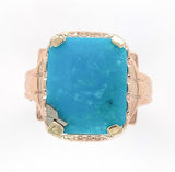 10k Rose Gold Ring with a 3.36 Carat Morenci Genuine Natural Turquoise (#J6563)