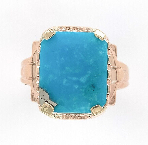 10k Rose Gold Ring with a 3.36 Carat Morenci Genuine Natural Turquoise (#J6563)