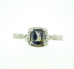 14k White Gold 1.23ct Grey Genuine Natural Spinel Ring with Diamond Halo #J4457