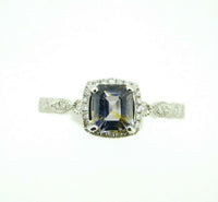 14k White Gold 1.23ct Grey Genuine Natural Spinel Ring with Diamond Halo #J4457