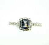 14k White Gold 1.23ct Grey Genuine Natural Spinel Ring with Diamond Halo #J4457