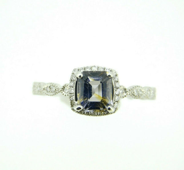 14k White Gold 1.23ct Grey Genuine Natural Spinel Ring with Diamond Halo #J4457