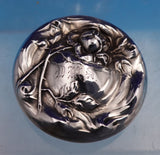 Sterling Silver and Glass Dresser Jar with Repoussed Roses #2655 (#9234)