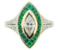 18k Gold .70ct Genuine Natural Diamond Ring with 1.5ct Emerald Halo (#J4110)