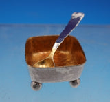 Lap Over Edge Hammered by Tiffany and Co Sterling Salt Dip and Spoon Set (#8978)