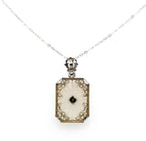 Art Deco 14k Filigree Rock Crystal and Diamond Pendant (#J5456)