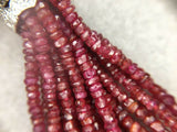 14k White Gold 163 Carats Genuine Natural Ruby Bead Necklace (#J5340)