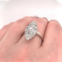 14k White Gold Marquise Shape 1 Carat TW Genuine Natural Diamond Ring (#J5449)