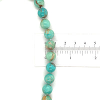 10mm Genuine Natural Turquoise Strand of Beads Necklace w/14k Clasp 18" (#J6756)