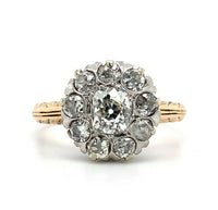 14k Gold and Platinum Mine Cut 1 Carat TW Genuine Natural Diamond Ring (#J5448)