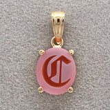 14k Yellow Gold Genuine Natural Carnelian Signet Initial "C" Pendant (#J7346)