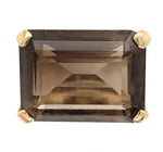 14k Gold Mid Century Modern Genuine Natural Smoky Quartz Ring Size 4.5 (#J6609)