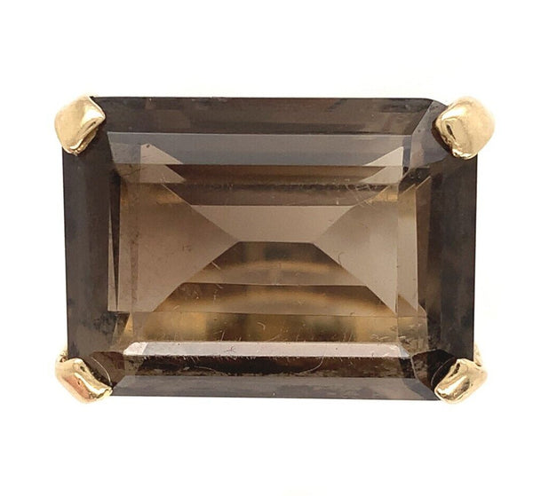 14k Gold Mid Century Modern Genuine Natural Smoky Quartz Ring Size 4.5 (#J6609)