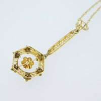 14k Yellow Gold Victorian Genuine Natural Diamond Lavaliere Pendant (#J1916)