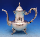 Chrysanthemum Japanese .950 Silver Tea Set 4pc with Silverplate Tray (#8818)