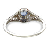 Art Deco 14k White Gold Filigree .29ct Sky Blue Genuine Sapphire Ring (#J7472)