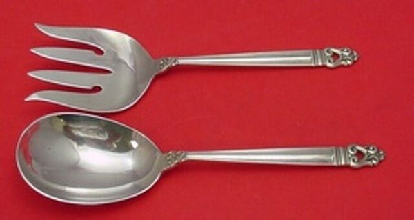 Royal Danish by International Sterling Silver Salad Serving Set 2pc AS 9 1/4"