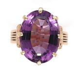 Victorian 9k Rose Gold Genuine Natural Amethyst Ring Size 7.75 Jewelry (#J6610)