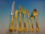 Chantilly Vermeil by Gorham Sterling Silver Flatware Set Service 46 Pcs Dn Gold