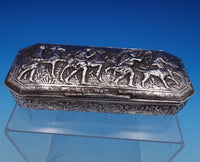 Joseph Yager German Sterling Silver Box Stag Hunt w/Hanau Pseudo Hallmarks #8081