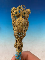 Gilt Bronze Tussie Mussie Posey Posy Holder with Blue Opaline Handle (#J1259)