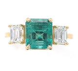 18k Yellow Gold GIA 2.86 Carat Emerald and 1.02 Carat Diamond Ring (#J6507)