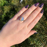 14k White Gold 3.97 Carat Australian Genuine Natural Opal Ring Size 7.25 #J6575