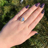 14k White Gold 3.97 Carat Australian Genuine Natural Opal Ring Size 7.25 #J6575