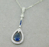 18k White Gold 1.30ct Genuine Natural Sapphire and Diamond Pendant (#4813)