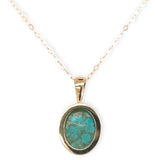 14k Yellow Gold Kingman Genuine Natural Turquoise Pendant 2.07 Carats (#J7257)