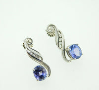 14k White Gold 3.2ct Genuine Natural Tanzanite and Diamond Earrings (#J1815)