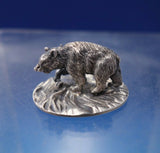 English .800 Silver Place Card Holder Bear Figural 3/4" x 1 3/8" x 1" (#5270)