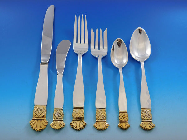 Grenada Gold Old Newbury Crafters Sterling Silver Flatware Set Service 24 pc Din