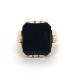 14k Yellow Gold Men's Genuine Natural Black Onyx Ring Jewelry (#J5687)