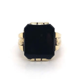 14k Yellow Gold Men's Genuine Natural Black Onyx Ring Jewelry (#J5687)