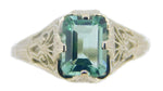 14k Gold Filigree 1.58ct Green Genuine Natural Tourmaline Ring (#J4049)