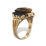 10k Yellow Gold Men's Genuine Natural Tiger's Eye Quartz Cameo Ring (#7061)