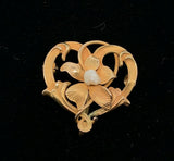 10k Yellow Gold Art Nouveau Watch Pin Flower with Pearl (#J5466)