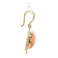 14k Yellow Gold Natural Coral Drop Earrings 11.26ct Total Weight (#J7292)