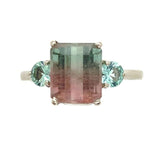 14k Gold 3.80 Carat Bi-Color Genuine Natural Watermelon Tourmaline Ring (#J6985)