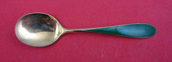 Norwegian Sterling Ice Cream Spoon dark green enamel by N.M. Thune-Oslow 5 1/2"