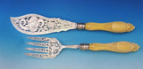 Martin Hall and Co English Sterling Silver Fish Serving Set 2pc Pierced Serpent