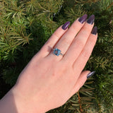 Platinum 2.51 Carat Cushion Cut Aquamarine Ring with Diamond Baguettes (#J6545)