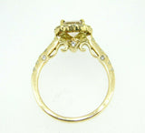 14k Gold Peach Cushion Genuine Natural Morganite and Diamond Ring (#J5056)