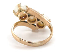 14k Yellow Gold Ring w/ Cultured Pearls and Engraved Flowers Size 6.75 (#J6615)